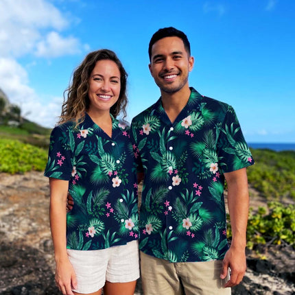 Beach Summer Tropical Green Floral Hawaiian Shirt