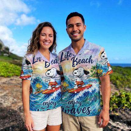 Life Is Beach Enjoy The Waves Tropical Summer Hawaiian Shirt