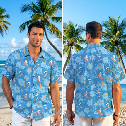Beach Summer Surf Tropical Floral Blue Hawaiian Shirt