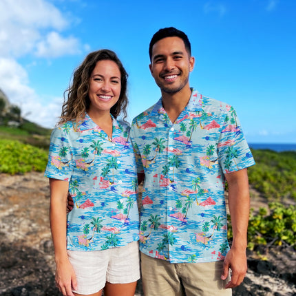 Tropical Island Palm Tree Ocean Beach Summer Hawaiian Shirt