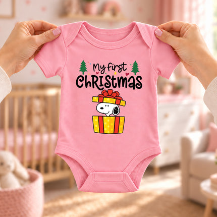 My First Christmas Gift Box Surprise Baby Bodysuit