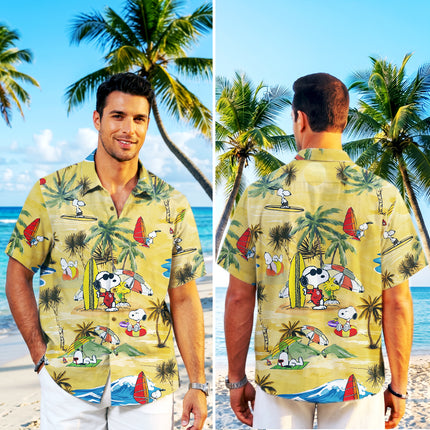 Yellow Tropical Beach Windsurf Summer Hawaiian Shirt