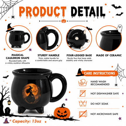 Personalized Witch Moon Cauldron Mug Halloween Custom Name