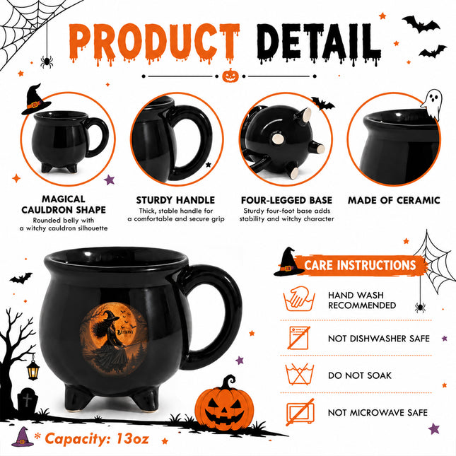 Personalized Witch Moon Cauldron Mug Halloween Custom Name