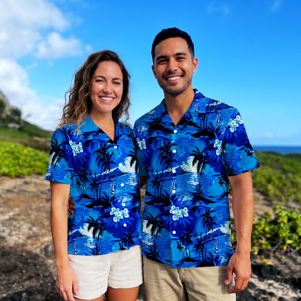 Blue Tropical Island Beach Floral Summer Hawaiian Shirt