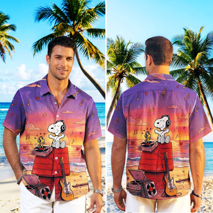Tropical Sunset Music Beach Summer Hawaiian Shirt