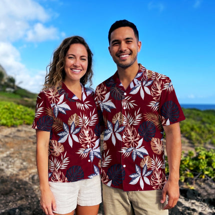 Beach Summer Tropical Red Leaf Print Hawaiian Shirt