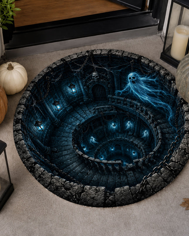 Halloween Round Rug Ghost Spiral Dungeon Doormat