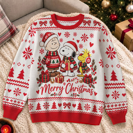Funny Christmas Cartoon Ugly Sweatshirt Merry Christmas Friends