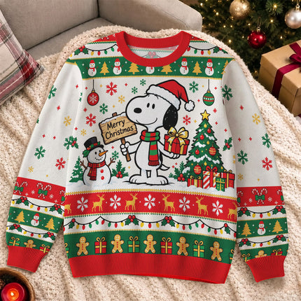 Funny Christmas Dog Ugly Sweatshirt Santa Hat Gift Print