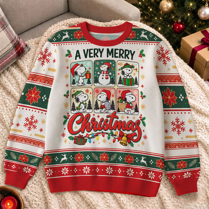 Funny Christmas Dog Ugly Sweatshirt Very Merry Cartoon Holiday