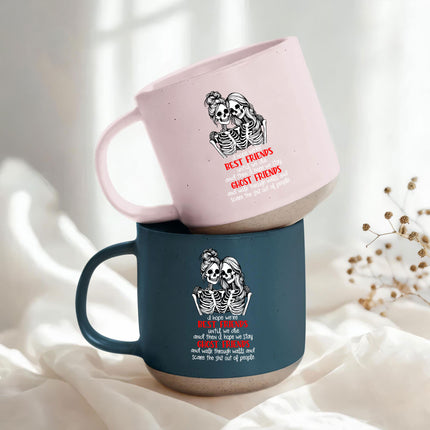 Best Friends Skeleton Halloween Pottery Mug Funny Ghost Gift