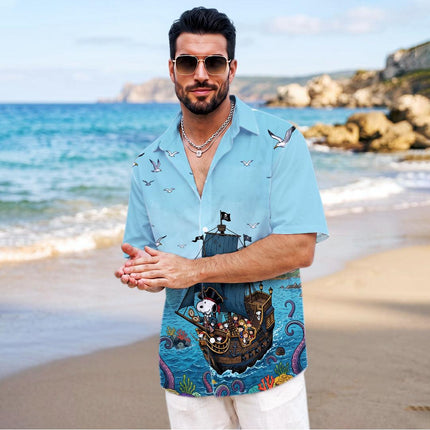 Pirate Ship Ocean Adventure Beach Hawaiian Shirt
