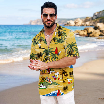 Yellow Tropical Beach Windsurf Summer Hawaiian Shirt