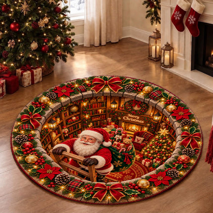 Christmas Round Rug Gnome Gift Holiday Doormat