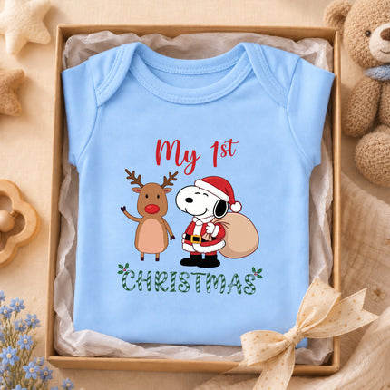 My First Christmas Reindeer Holiday Gift Sack Baby Bodysuit
