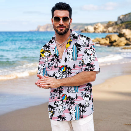 Pink Palm Surf Beach Summer Vacation Hawaiian Shirt