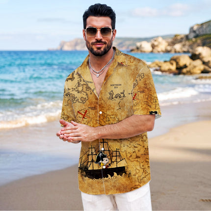 Pirate Treasure Map Adventure Summer Hawaiian Shirt