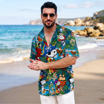 Pirate Tropical Beach Floral Summer Vacation Hawaiian Shirt