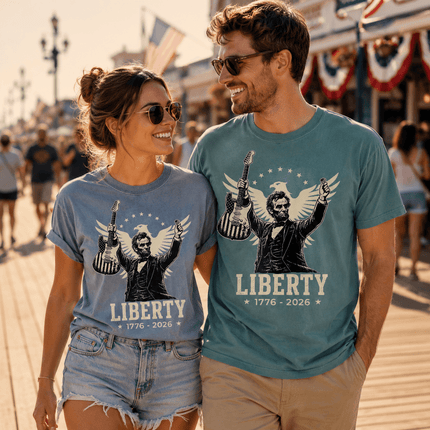 Comfort Colors Liberty 250th Anniversary USA Rockstar Lincoln Eagle T-Shirt