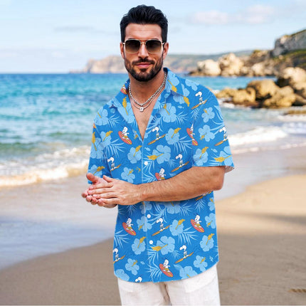 Beach Summer Surf Tropical Floral Blue Hawaiian Shirt