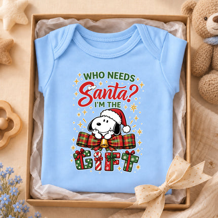 I'm the Gift Funny Christmas Plaid Bow Baby Bodysuit