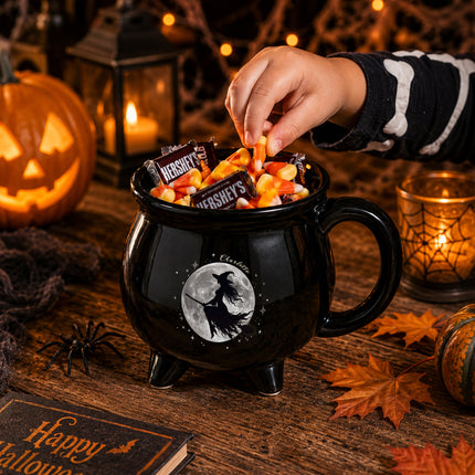 Personalized Witch Moon Cauldron Mug Flying Witch Halloween Coffee Cup