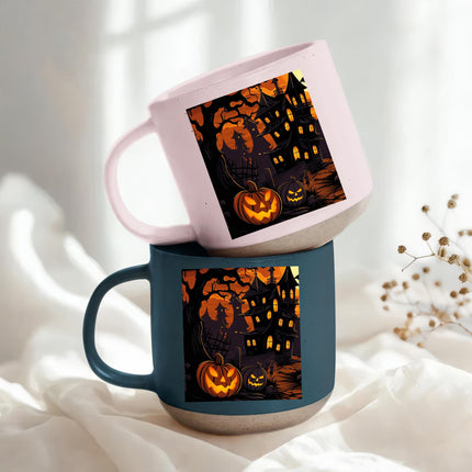 Jack O Lantern Halloween Pottery Mug Haunted House Spooky Decor