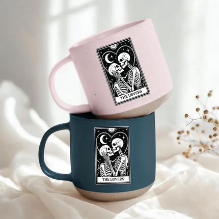 The Lovers Tarot Halloween Pottery Mug Skeleton Couple Gift