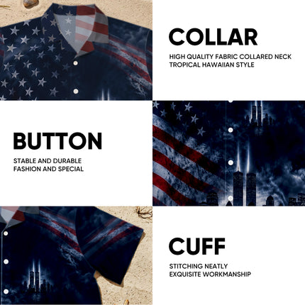 25th Patriot Day American Flag 9/11 Skyline Memorial Tribute Hawaiian Shirt
