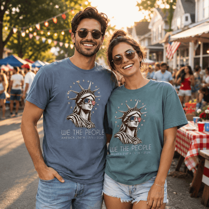 Comfort Colors We The People America 250th USA Flag Sunglasses Statue T-Shirt