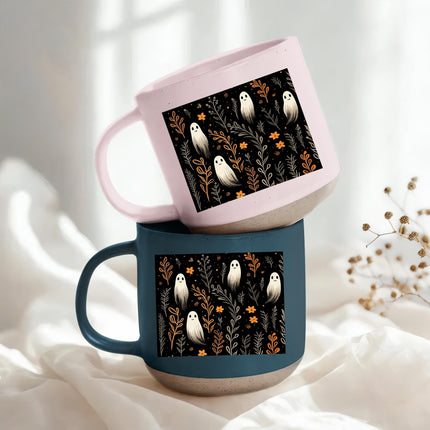 Halloween Pottery Mug Cute Ghost Floral Spooky Season Cup