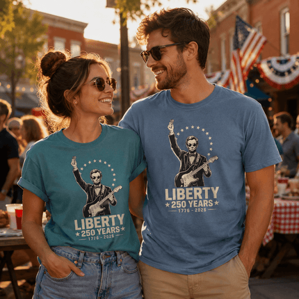 Comfort Colors Liberty 250 Years Rocking Abraham Lincoln Guitar T-Shirt