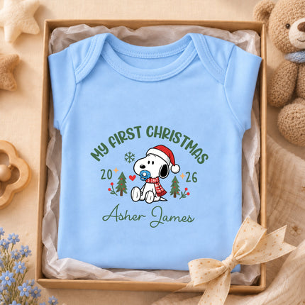 Personalized My First Christmas 2026 Custom Name Baby Bodysuit
