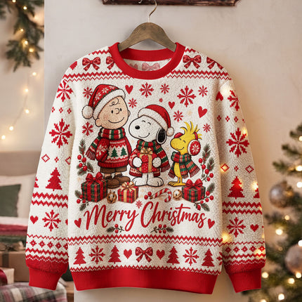 Funny Christmas Cartoon Ugly Sweatshirt Merry Christmas Friends