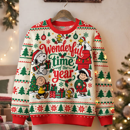 Funny Christmas Cartoon Ugly Sweatshirt Wonderful Time of the Year