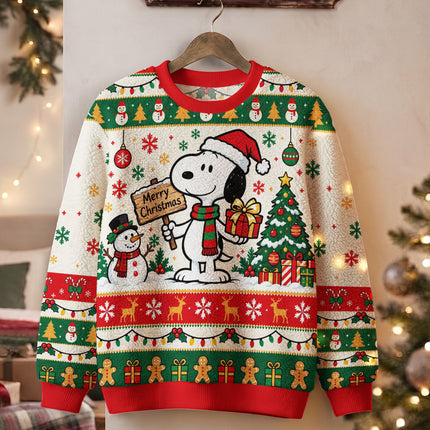 Funny Christmas Dog Ugly Sweatshirt Santa Hat Gift Print