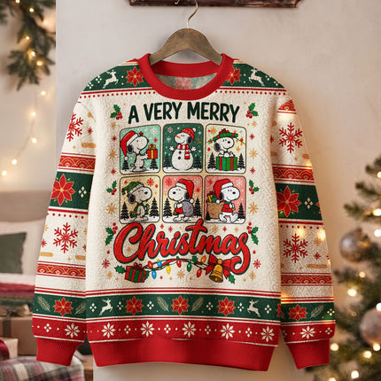 Funny Christmas Dog Ugly Sweatshirt Very Merry Cartoon Holiday