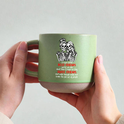 Best Friends Skeleton Halloween Pottery Mug Funny Ghost Gift
