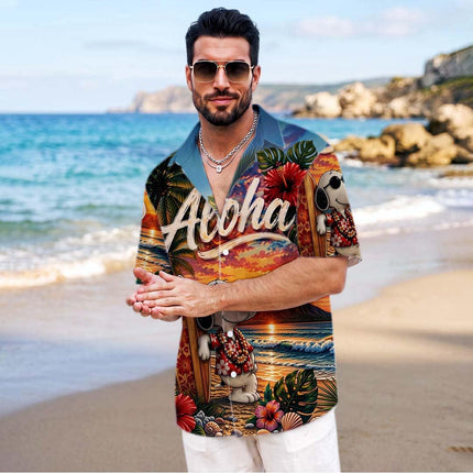 Aloha Tropical Beach Sunset Surf Vacation Hawaiian Shirt