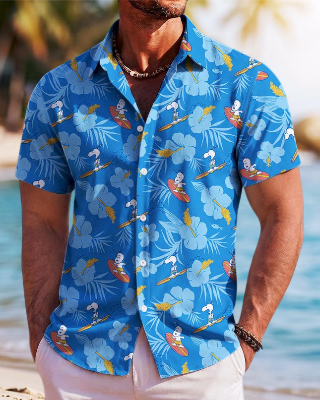 Beach Summer Surf Tropical Floral Blue Hawaiian Shirt
