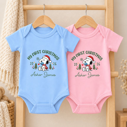 Personalized My First Christmas 2026 Custom Name Baby Bodysuit