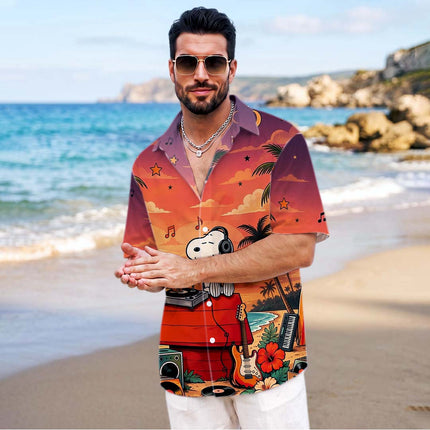 Tropical Sunset Music Beach Summer Hawaiian Shirt