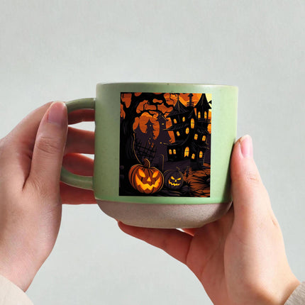 Jack O Lantern Halloween Pottery Mug Haunted House Spooky Decor