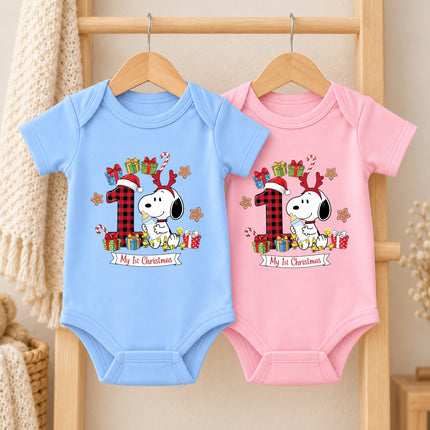 My 1st Christmas Buffalo Plaid Number One Baby Bodysuit