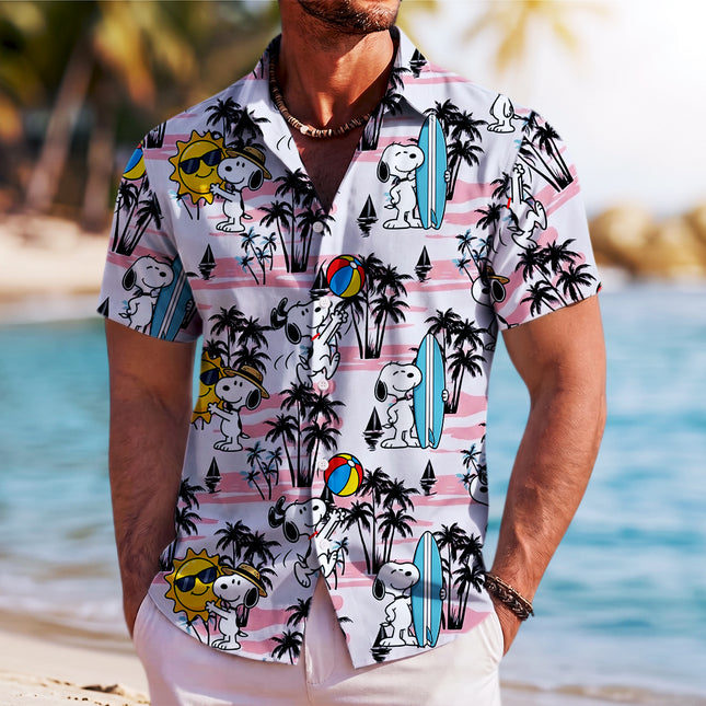 Pink Palm Surf Beach Summer Vacation Hawaiian Shirt