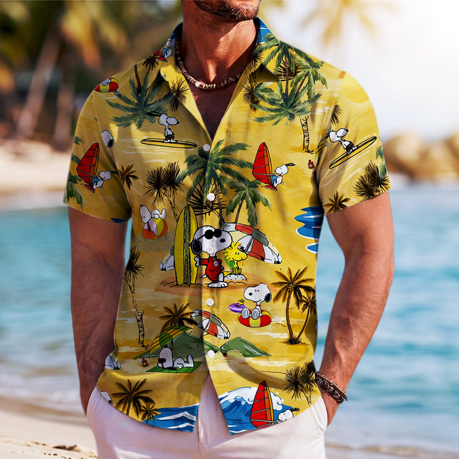 Yellow Tropical Beach Windsurf Summer Hawaiian Shirt