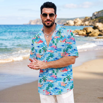 Tropical Island Palm Tree Ocean Beach Summer Hawaiian Shirt