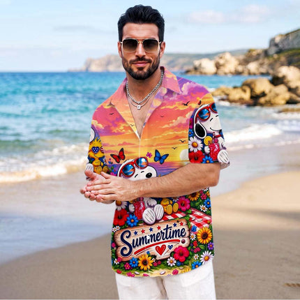 Beach Summer Sunset Tropical Floral Vacation Hawaiian Shirt