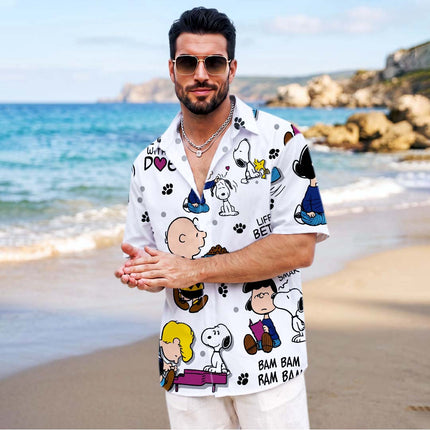 Dog Lover Friendship Paw Print Summer Hawaiian Shirt HW_SNPY37-SL02-DS04